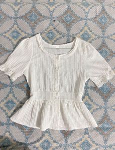 White Peplum Top
