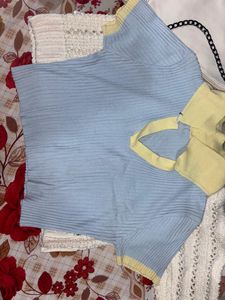 Ribbed Knit Polo Crop Top