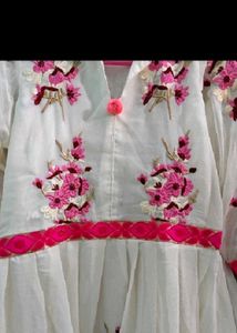 White Floral Embroidered Anarkali