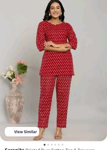 Red Printed Kurta Set