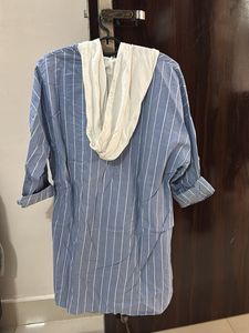 Striped Hooded Shirt Dress