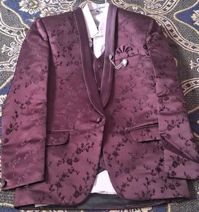 Burgundy Floral Suit 3 piece