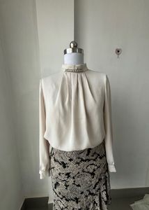 Elegant Blouse &amp; Paisley Ruffle Skirt Set