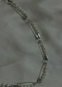 Pearl &amp; Safety Pin Necklace