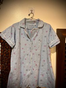 Blue Snowflake Print Co-Ord Night Wear