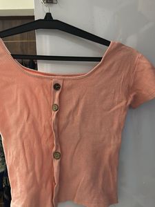 Cute Peach Button-Front Top