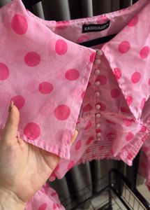 Pink Polka Dot Crop Top | M size