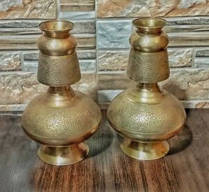 Vintage Brass Pitcher and Glass Set