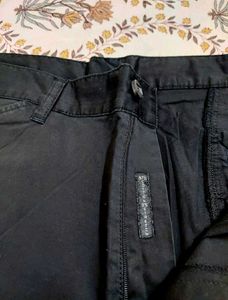 Black Cotton Stretch Pants