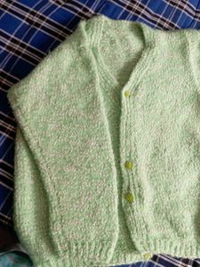 Hand-Knitted Green Baby Cardigan