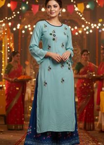 Elegant Embroidered Palazzo Kurti Set