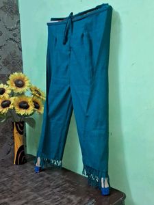 Teal Palazzo Pants with Tassels