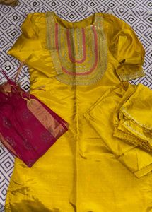 Yellow Embroidered Salwar Kameez Suit
