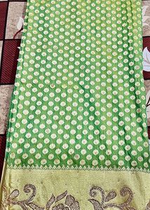Elegant Green &amp; Gold Saree