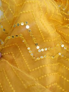 Yellow Embroidered skirt and white plazzo