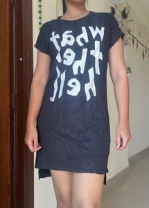 Black Graphic Print T-Shirt Dress