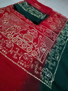 New panetar Gharchola Red &amp; Green Saree