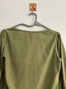 Style Quotient Olive Green Blouson Casual Top