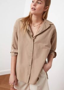 Oversized Beige Button-Up Shirt By Trendyol Size S