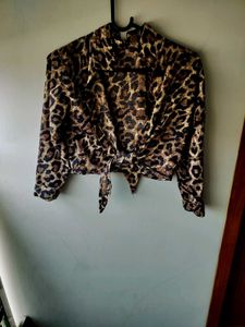 Leopard Print Tie-Front Top