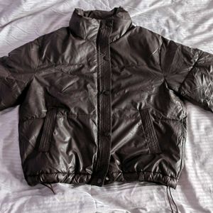 Faux Leather Bomber Jacket