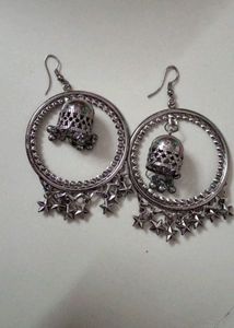 Silver Flower Statement Earrings