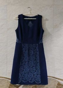 Navy Lace Panel Dress