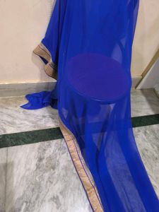 Solid Blue Saree