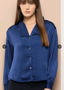 Elegant Blue Satin Top