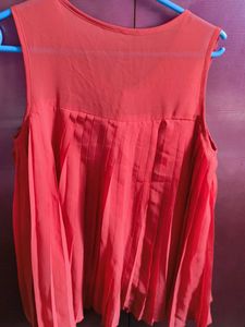 Coral Pleated Tank Top