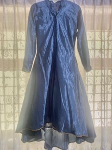 Grey-Blue High-Low Anarkali Kurta