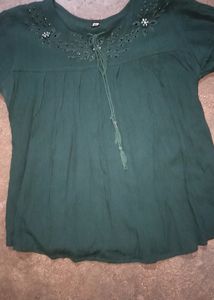 Summer Cotton Crop Top Green Color