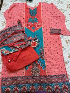 3pc Cotton Suit Pink