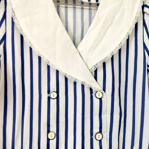 Korean style blue striped dress