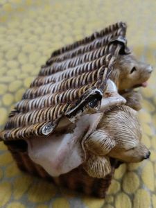 Adorable Basket of Puppy Figurines
