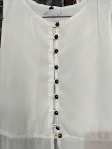 Front Open Indo Western White Kurti Dress