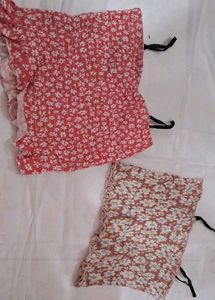 Floral Smocked Crop Tops - Set of 2