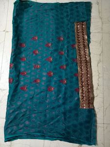 Green colour Cotton Dress Material