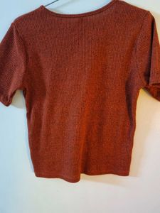 Rust Criss Cross Neck Top