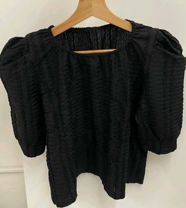 Black Puff Sleeve Top