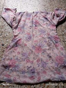 Floral Pink Short Kurti