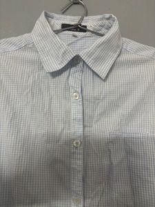 Sleeveless Blue &amp; White Checked Top