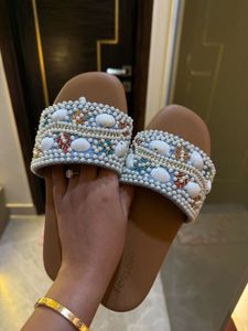 Shell Embellished Sandals Brand New With Box