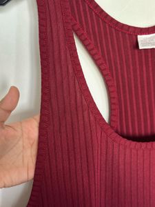 Burgundy Ribbed Tank Top
