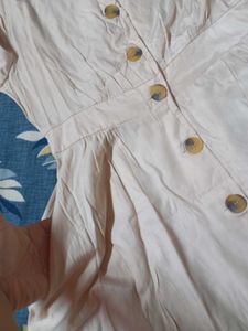 BEIGE BUTTON DRESS