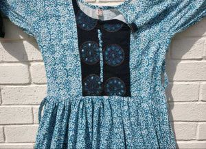 Elegant Blue Printed Kurta Dress