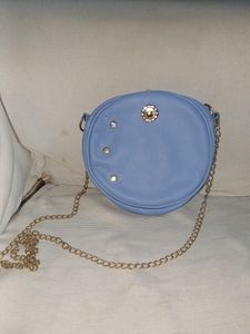 Round Shaped Light Blue Sling Bag