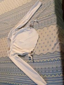 White Crop Top With Side Tie-ups