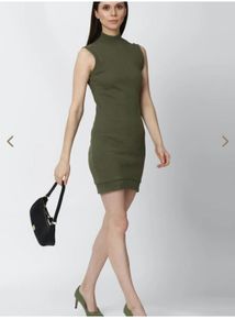 Olive Green Open Back Dress