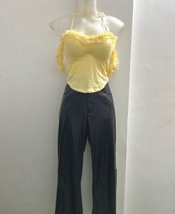 Yellow Off Shoulder Cute Padded Top